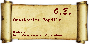 Oreskovics Bogát névjegykártya